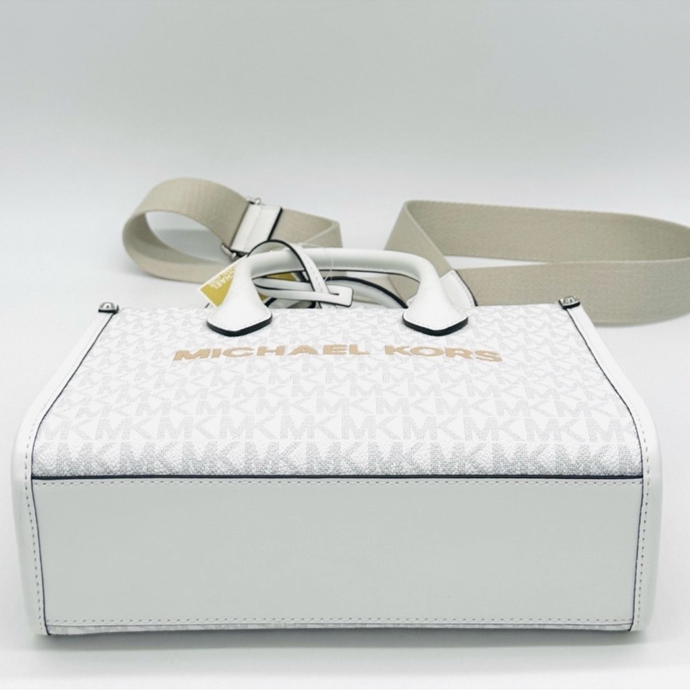 Michael Kors Small Shopper TZ Xbody Tote Bag Optic White - Picture 6 of 9